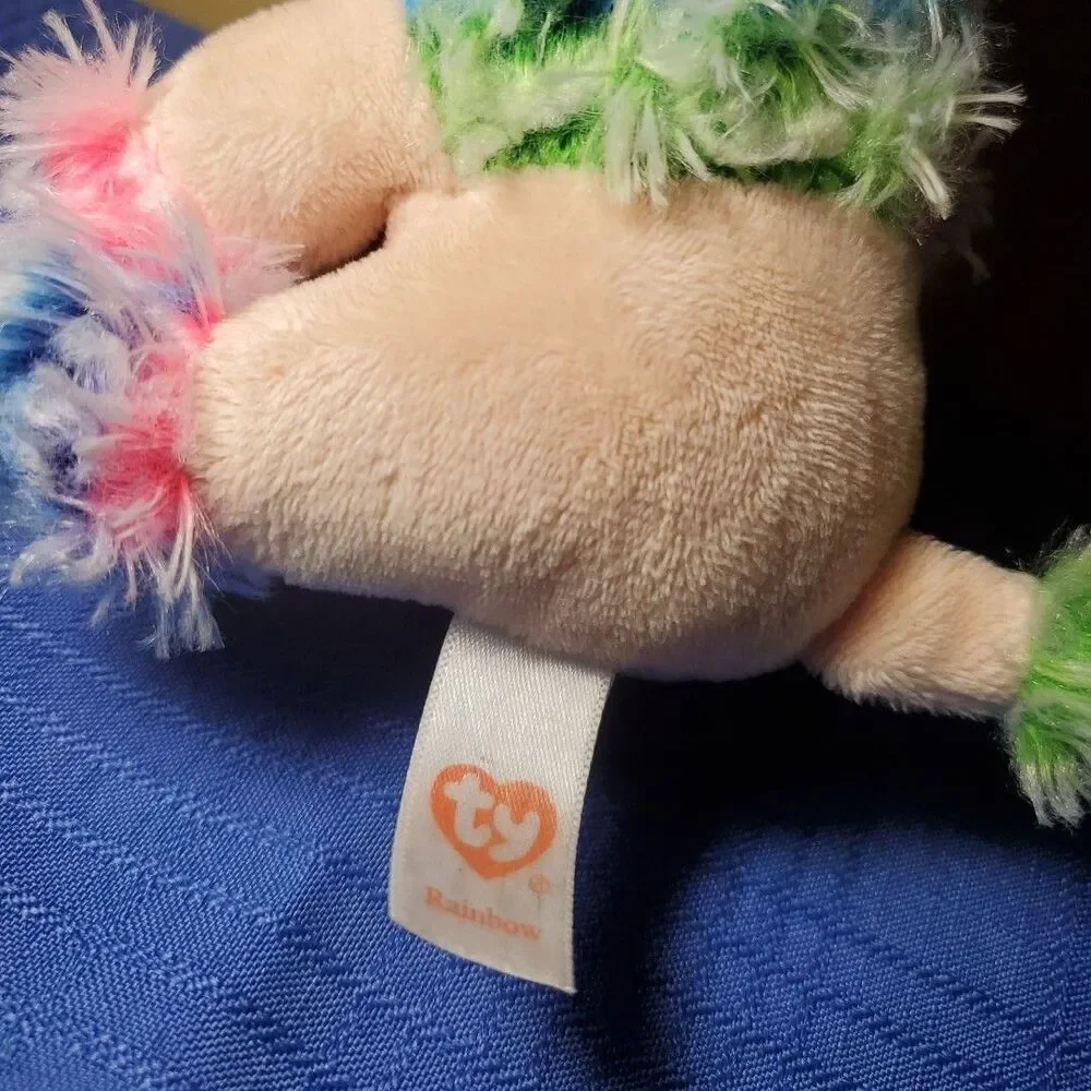 2017 TY Beanie Baby Rainbow Poodle Puppy Plush 6in Stuffed Animal Toy - Picture 3 of 10